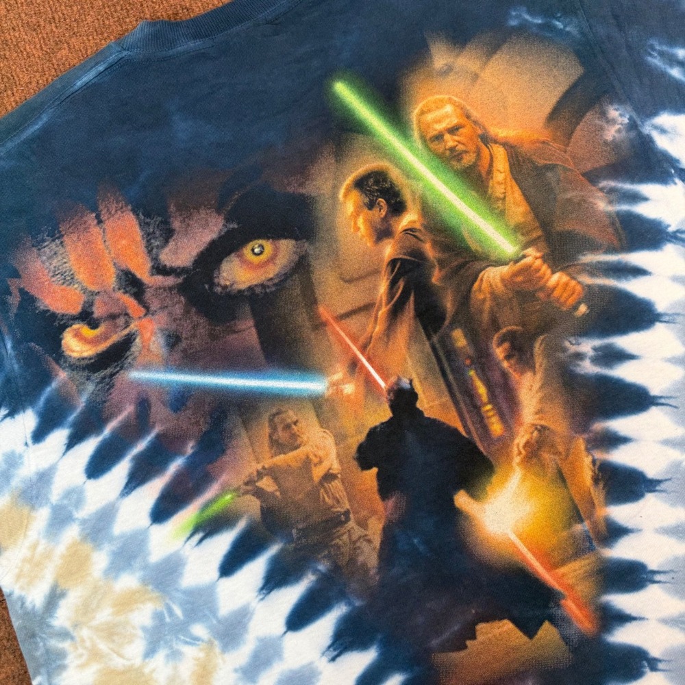 A+ Liquid Blue Star Wars Episode I Darth Maul Tie Dye Shirt M Phantom Menace NWT - Picture 7 of 9